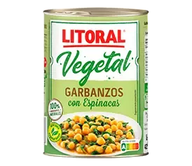 Lata de Litoral Vegetal, garbanzos con espinacas